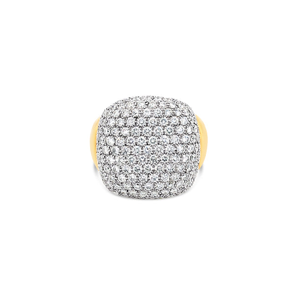 18CT YELLOW GOLD AND WHITE GOLD PAVE DIAMOND RING (Image 3)