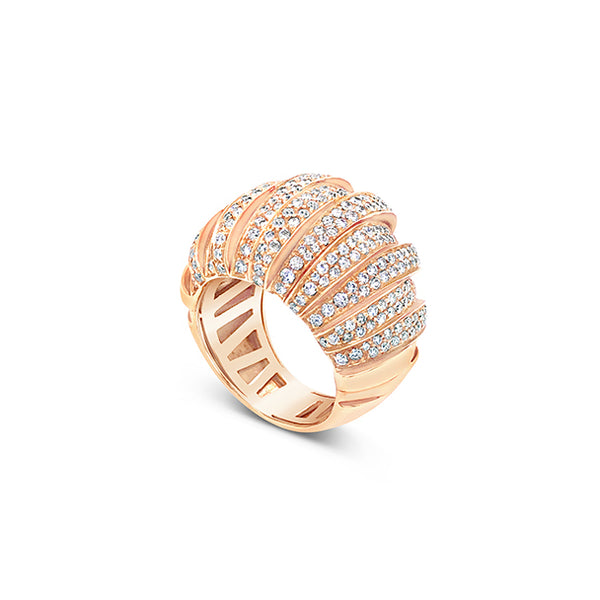 18CT ROSE GOLD AND DIAMOND PAVE DOME RING (Image 3)