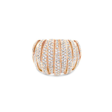 18CT ROSE GOLD AND DIAMOND PAVE DOME RING
