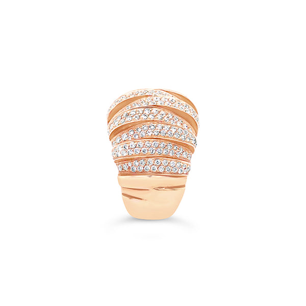 18CT ROSE GOLD AND DIAMOND PAVE DOME RING (Image 4)