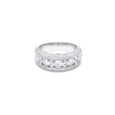 18CT WHITE GOLD AND DIAMOND CHANNEL RING