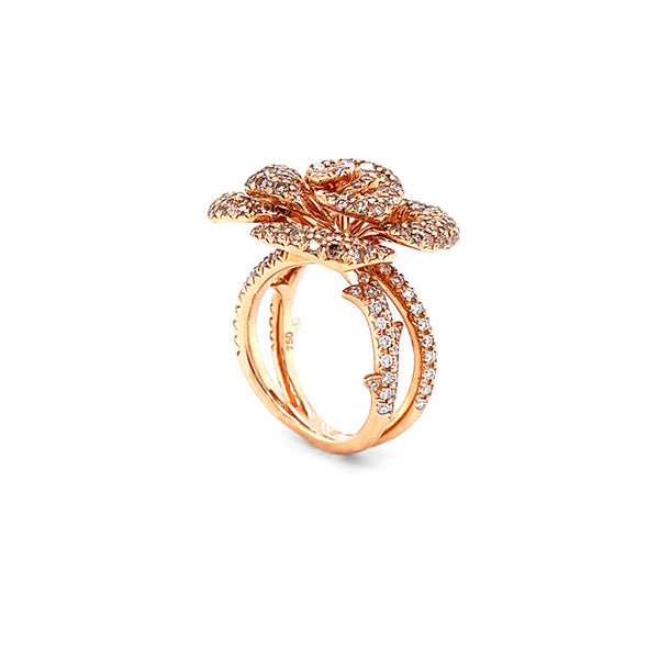 'ROSE' RING IN 18CT ROSE GOLD WITH BROWN AND WHITE DIAMONDS (Image 5)
