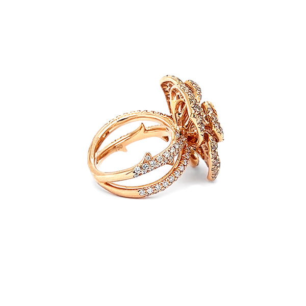 'ROSE' RING IN 18CT ROSE GOLD WITH BROWN AND WHITE DIAMONDS (Image 4)