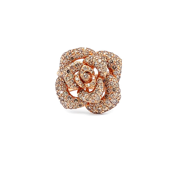 'ROSE' RING IN 18CT ROSE GOLD WITH BROWN AND WHITE DIAMONDS (Image 2)
