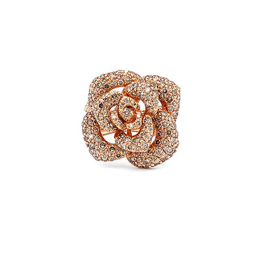 'ROSE' RING IN 18CT ROSE GOLD WITH BROWN AND WHITE DIAMONDS
