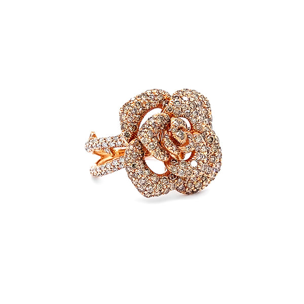 'ROSE' RING IN 18CT ROSE GOLD WITH BROWN AND WHITE DIAMONDS (Image 3)