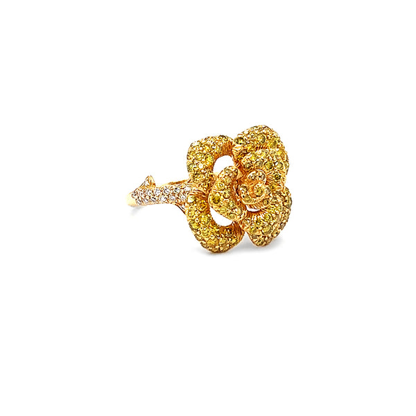 'ROSE' RING IN 18CT YELLOW GOLD WITH YELLOW AND WHITE DIAMONDS (Image 3)