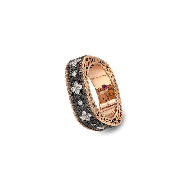ROBERTO COIN 'VENETIAN PRINCESS' 18CT ROSE GOLD BLACK AND WHITE DIAMOND RING (Image 2)