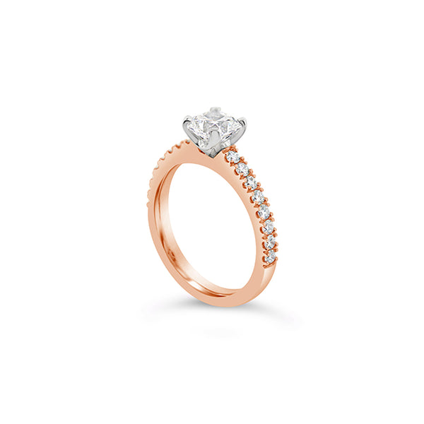 18CT WHITE AND ROSE GOLD CUSHION CUT AND ROUND BRILLIANT CUT DIAMOND RING (Image 2)