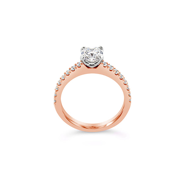 18CT WHITE AND ROSE GOLD CUSHION CUT AND ROUND BRILLIANT CUT DIAMOND RING (Image 3)