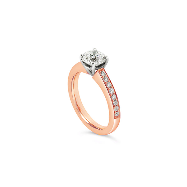 18CT ROSE AND WHITE GOLD ROUND BRILLIANT CUT DIAMOND RING (Image 2)