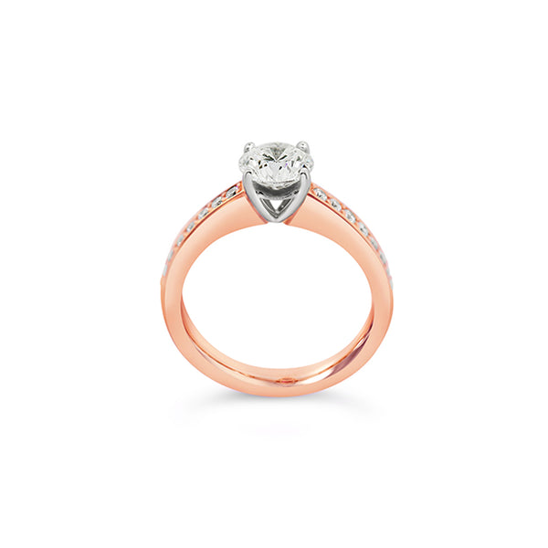 18CT ROSE AND WHITE GOLD ROUND BRILLIANT CUT DIAMOND RING (Image 3)