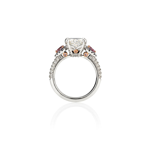 3.01CT RADIANT CUT DIAMOND RING WITH ARGYLE PINK AND BLUE DIAMONDS (Image 4)