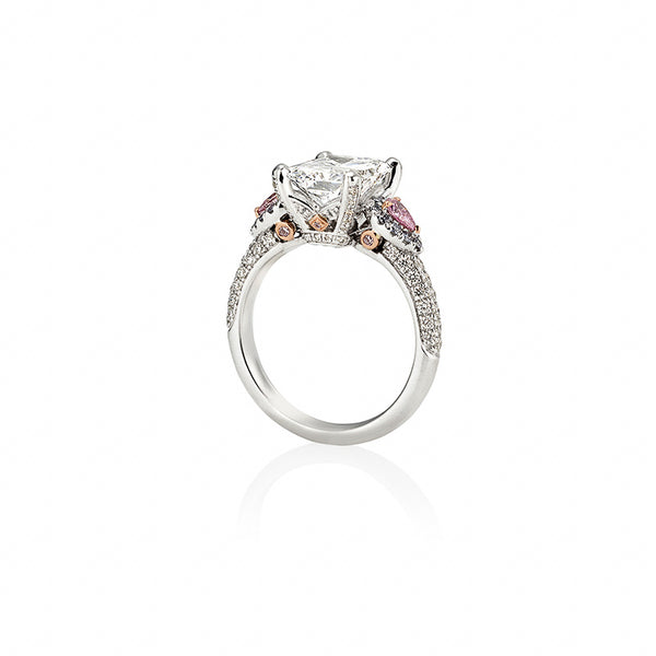 3.01CT RADIANT CUT DIAMOND RING WITH ARGYLE PINK AND BLUE DIAMONDS (Image 2)