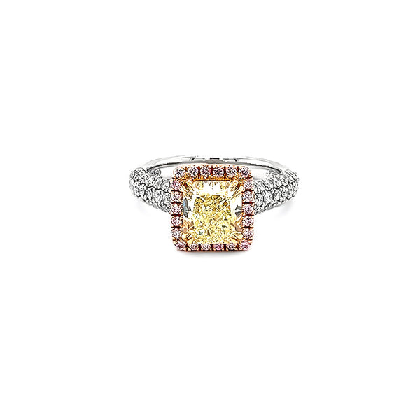 2.16CT FANCY YELLOW DIAMOND AND ARGYLE PINK DIAMOND RING (Image 2)