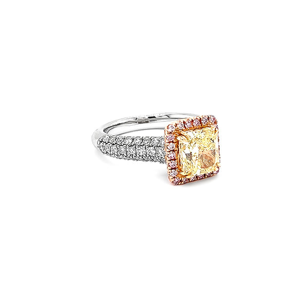 2.16CT FANCY YELLOW DIAMOND AND ARGYLE PINK DIAMOND RING (Image 3)