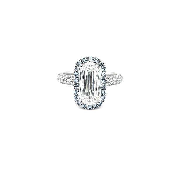 18CT WHITE AND YELLOW GOLD 3.01CT RECTANGULAR CUSHION BRILLIANT DIAMOND RING WITH ARGYLE PINK DIAMONDS (Image 2)