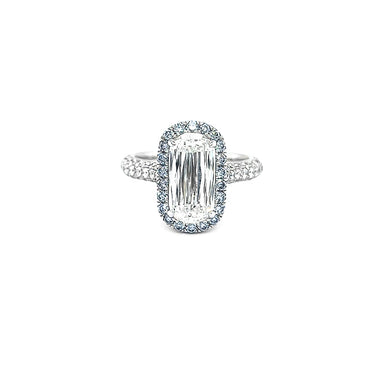 18CT WHITE AND YELLOW GOLD 3.01CT RECTANGULAR CUSHION BRILLIANT DIAMOND RING WITH ARGYLE PINK DIAMONDS