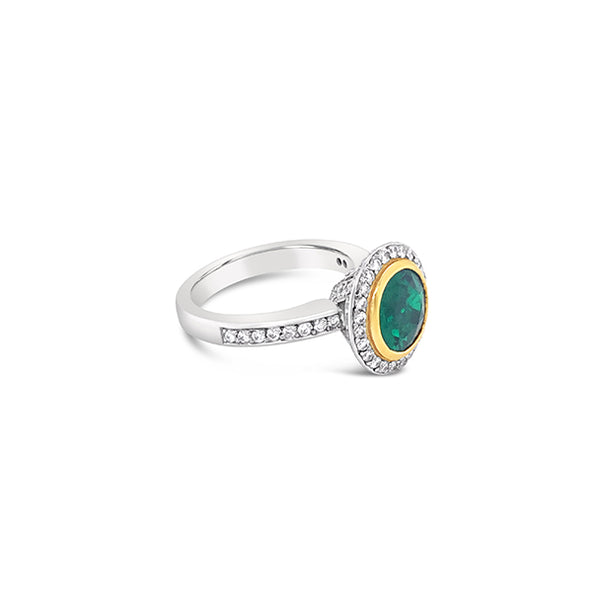 PLATINUM AND 18CT YELLOW GOLD EMERALD AND DIAMOND 'GRACE' RING (Image 4)