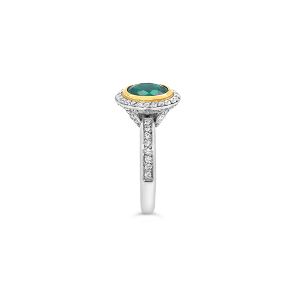 PLATINUM AND 18CT YELLOW GOLD EMERALD AND DIAMOND 'GRACE' RING (Image 5)