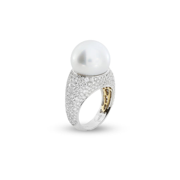 AUTORE 18CT WHITE GOLD SOUTH SEA PEARL AND DIAMOND RING (Image 1)