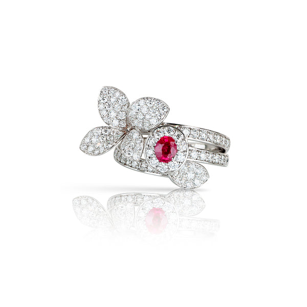 PASQUALE BRUNI 'HEART TO EARTH' 18CT WHITE GOLD RUBY AND DIAMOND RING (Image 1)