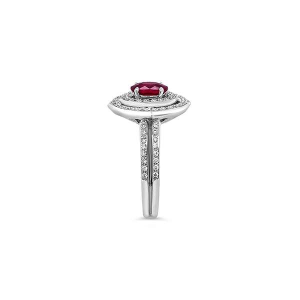 18CT WHITE GOLD RUBY AND PAVE SET DIAMOND RING (Image 3)