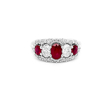18CT WHITE GOLD 1.05CT RUBY AND DIAMOND RING