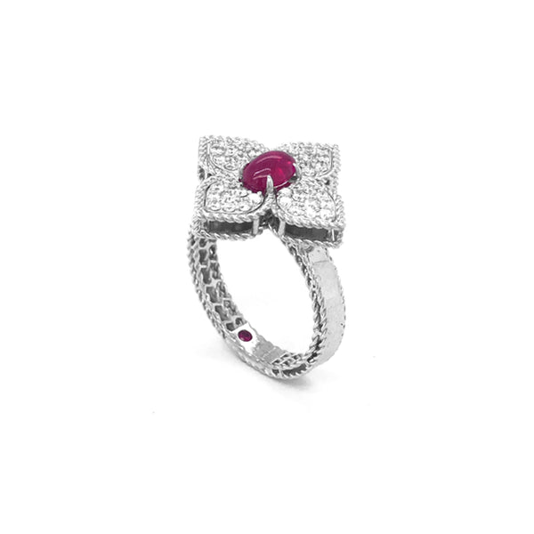 ROBERTO COIN 'PRINCESS FLOWER' 18CT WHITE GOLD RUBY AND DIAMOND RING (Image 3)