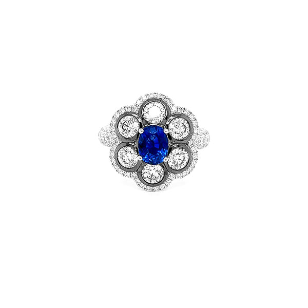 'GLAMOUR' 18CT WHITE GOLD SAPPHIRE AND DIAMOND DRESS RING (Image 2)