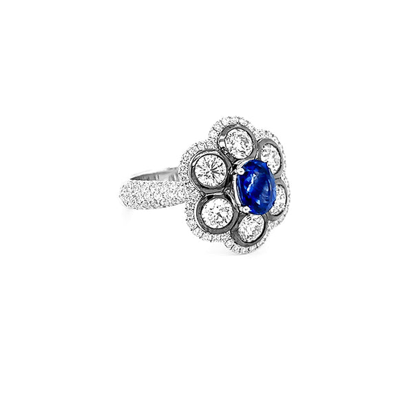 'GLAMOUR' 18CT WHITE GOLD SAPPHIRE AND DIAMOND DRESS RING (Image 3)