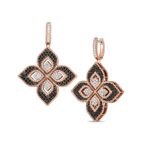 ROBERTO COIN PRINCESS FLOWER ROSE GOLD AND DIAMOND EARRINGS (Image 1)