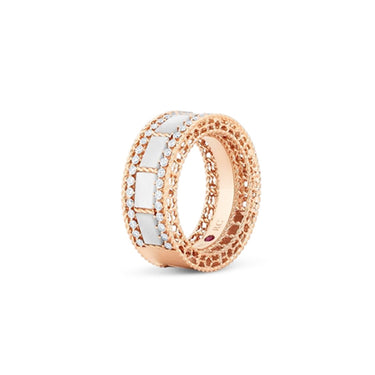 ROBERTO COIN ART DECO ROSE GOLD, MOTHER OF PEARL & DIAMOND RING