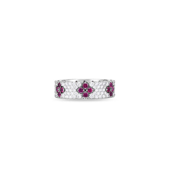 ROBERTO COIN LOVE IN VERONA DIAMOND AND RUBY, 18CT WHITE GOLD RING (Image 1)