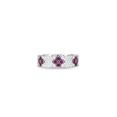 ROBERTO COIN LOVE IN VERONA DIAMOND AND RUBY, 18CT WHITE GOLD RING
