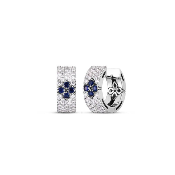ROBERTO COIN LOVE IN VERONA DIAMOND AND SAPPHIRE, 18CT WHITE GOLD EARRINGS (Image 1)