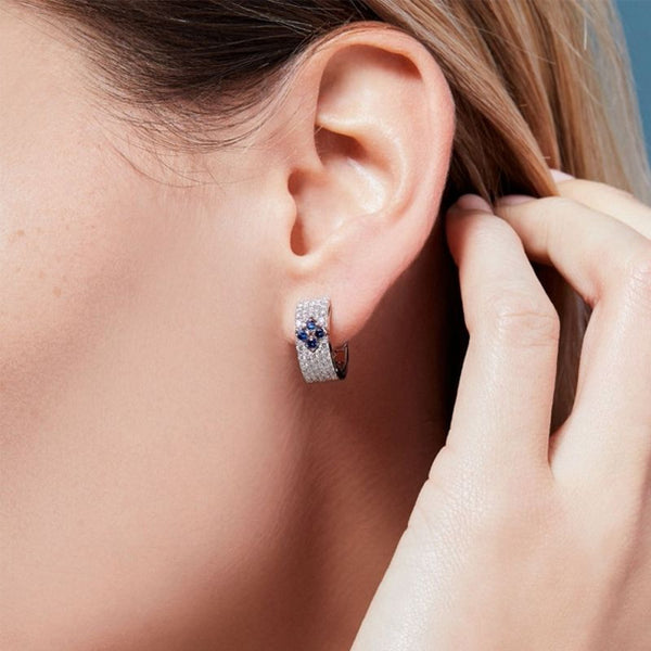 ROBERTO COIN LOVE IN VERONA DIAMOND AND SAPPHIRE, 18CT WHITE GOLD EARRINGS (Image 2)