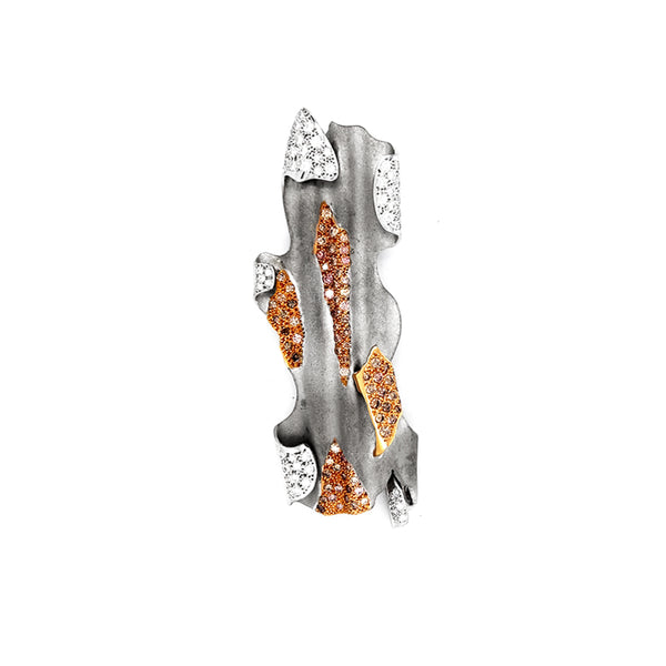 'CORRUGATED IRON' 18CT WHITE GOLD AND 18CT ROSE GOLD COLOURED DIAMOND SET BROOCH (Image 1)