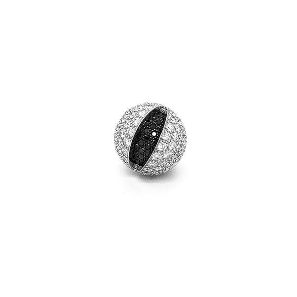 JORG HEINZ 'MYSTERY SPHERE' INTERCHANGEABLE 18CT WHITE GOLD BLACK DIAMOND AND WHITE DIAMOND BALL CLASP (Image 1)