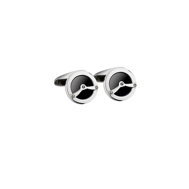 CHOPARD 'WINGS TOURBILLON' STAINLESS STEEL AND ONYX CUFFLINKS