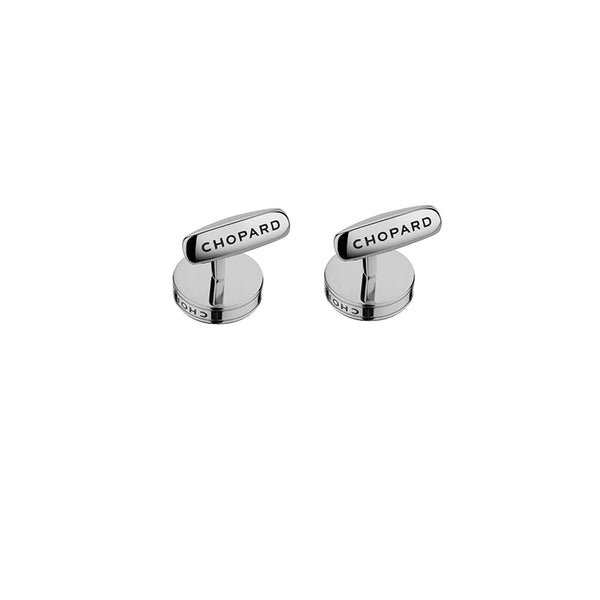 CHOPARD 'CLASSIC RACING' STAINLESS STEEL BLACK CARBON CUFFLINKS (Image 2)