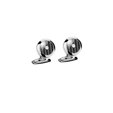 CHOPARD 'CLASSIC RACING' STAINLESS STEEL BLACK CARBON CUFFLINKS