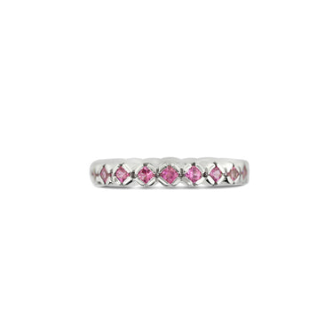 18CT WHITE GOLD PINK SAPPHIRE ETERNITY BAND