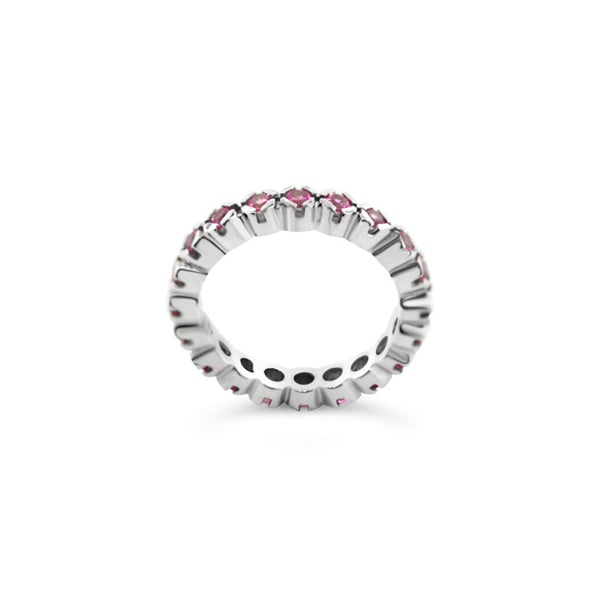 18CT WHITE GOLD PINK SAPPHIRE ETERNITY BAND (Image 3)